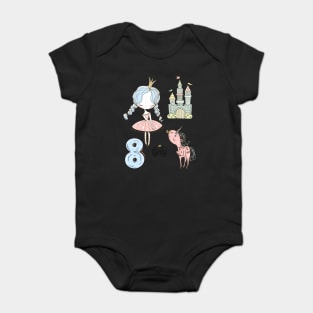 8th birthday Princess Castle Unicorn Carriage Baby Bodysuit